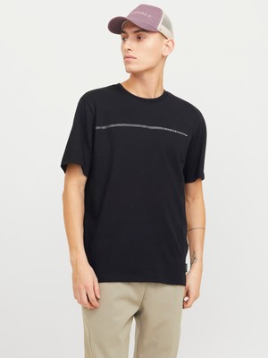 Jack & Jones Jack Jones Jcofusıon Full Brandıng Tee Ss Crew Noos Erkek Siyah Tshirt 12273120-02