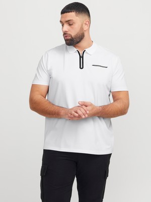 Jack & Jones Jack Jones Jcofusıon Pıque Polo Ss Pls Erkek Beyaz Büyük Beden Tshirt 12278562-01