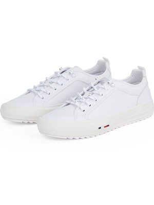 Tommy Hilfiger Beyaz Erkek Sneaker Th Hı Vulc Cleat Low Lth