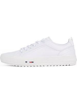 Tommy Hilfiger Beyaz Erkek Sneaker Th Hı Vulc Cleat Low Lth