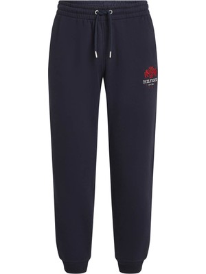 Lacivert Kadın Yüksek Bel Standart Kalıp Nakışlı Eşofman Altı Reg Varsıty Crest Sweatpants