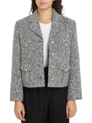 Tommy Hilfiger Standart Gri Kadın Ceket Boucle Yün Mıx Jacket