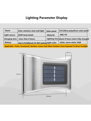 6 LED Güneş Duvar Lambası Açık Bahçe Işıkları Dış Duvar Aplik Teras Balkon Çit Sokak Dekoratif (Sıcak Beyaz) (Yurt Dışından)