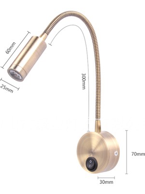 Duvara Monte Okuma Lambası Duvar Lambası Hortum Başucu Lambası Anahtarı Kontrol Minimalist Tarzı Duvar Lambası (Altın Ab Tak) (Yurt Dışından)