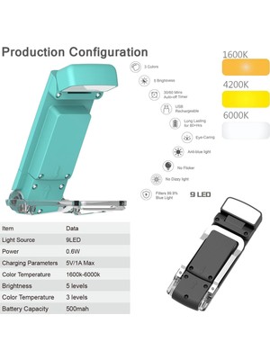 Okuma Işığı Taşınabilir Şarj Edilebilir Kitap Işığı Yatakta Gece Okumak Için, Çocuklar Için Zamanlayıcı Gece Kitap Okuma Severler Mavi (Yurt Dışından)