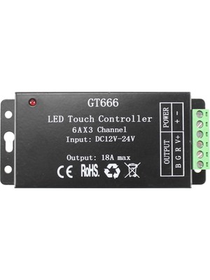 GT666 Rgb LED LED Şerit Denetleyici Kablosuz Rf Dokunmatik Uzaktan Dc 12V 24V 18A 3 Kanal Işıkları Bant Dimmer Anahtarı (Yurt Dışından)