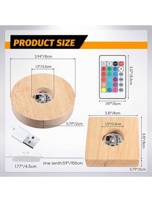 4 Adet Ahşap LED Gece Lambası Tabanı Işıklı Ekran Lambası Tabanı Standı Için Uzaktan Kumanda ile 3D Kristal Cam Sanatı A (Yurt Dışından)