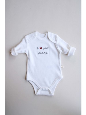 Dad Nakışlı Uzun Kollu Body