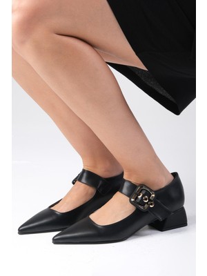 Mio Gusto Lilou Siyah Renk Sivri Burunlu Kadın Kısa Topuklu Ayakkabı