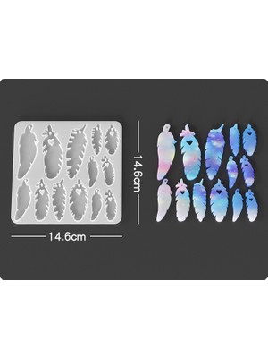 Hobiflex Epoksi Reçine Silikon Kalıp Ithal Muhtelif Kuş Tüyü Anahtarlık Kolye Silikon Kalıp HB60215-0036