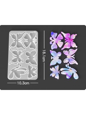 Hobiflex Epoksi Reçine Silikon Kalıp Ithal Muhtelif Kelebek Anahtarlık Silikon Kalıp HB5021-0040