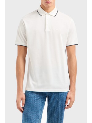 Emporio Armani Şeritli  Pamuk Düğmeli Polo Yaka T Shirt Erkek Polo Yaka T Shirt EM000858 AF12955 U0003