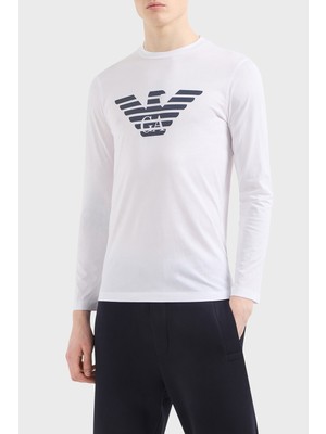 Emporio Armani Logolu Slim Fit Bisiklet Yaka Uzun Kollu Pamuklu T Shirt Erkek T Shirt 8N1TN8 1jpzz 0147