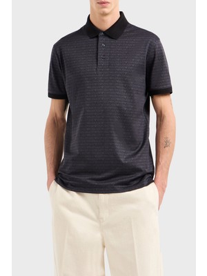 Emporio Armani Jakarlı  Pamuk Düğmeli Polo Yaka T Shirt Erkek Polo Yaka T Shirt EM000788 AF12916 FC176