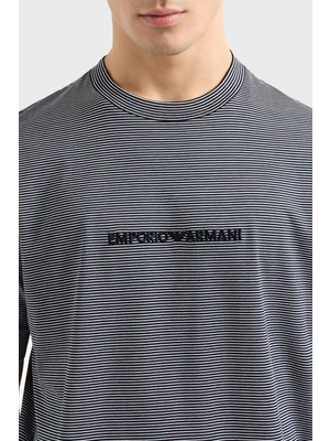 Emporio Armani Çizgili  Pamuk Regular Fit Sıfır Yaka T Shirt Erkek T Shirt EM000824 AF12927 F0088