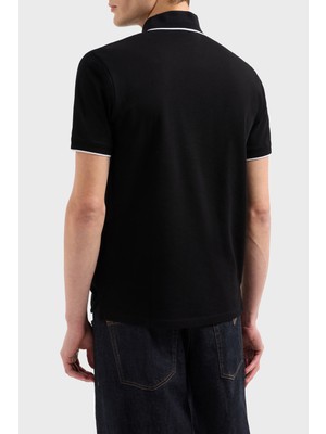 Emporio Armani Şeritli  Pamuk Düğmeli Polo Yaka T Shirt Erkek Polo Yaka T Shirt EM000858 AF12955 UC001