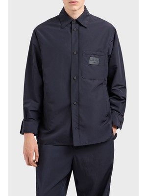 Emporio Armani Relaxed Fit Yama Cepli ve Logo Yamalı Gömlek Ceket Erkek Gömlek Ceket EM001629 AF13770 UB118