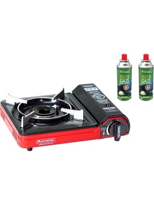 Orcamp Tekli Portatif Kamp Ocak Gaz Stop Emniyetli + 2 Adet 227 Kartuş Doğacı