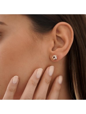 Altıntaş Üç Renkli Medium Düğüm Altın Küpe