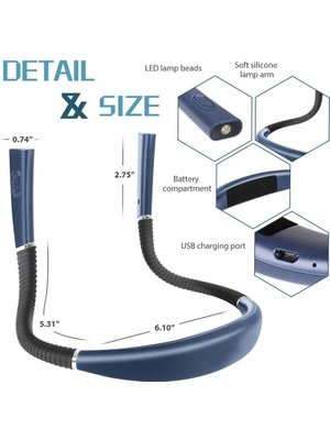 Unfathomable LED Boyun Okuma Lambaları, Okumak Için Şarj Edilebilir Kitap Işığı, Silikon Kollar Boyun Lambaları Çalışma Için Okuma Lambası-Mavi (Yurt Dışından)