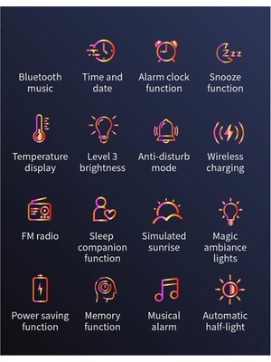 Unfathomable 3'ü 1 Arada Çok Işlevli Gece Lambası Kablosuz Şarjlı Bluetooth Hoparlör Akıllı Çalar Saat Atmosfer Işığı (A) Ab Fişi (Yurt Dışından)