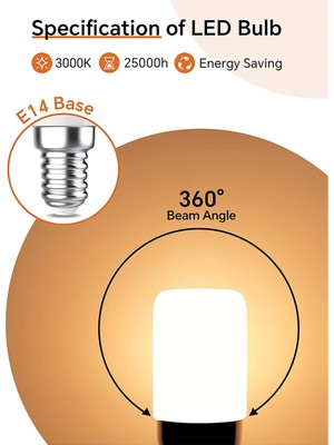 Unfathomable Buzdolabı Ampulü, 1.5W E14 LED Ampul, 150LM Sıcak Beyaz 3000K Enerji Tasarruflu Ampuller, Buzdolabı, Davlumbaz 4'lü Paket (Yurt Dışından)