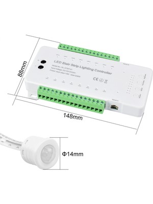 Unfathomable Kısılabilir Merdiven LED Kontrol Cihazı 16 Kanal Çift Pır Hareket Sensörü Basamak Işık Şeridi Merdiven Kontrol Cihazı Lamba Şeridi Için (A) (Yurt Dışından)