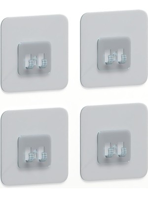 Sas Haus 7x7 cm Süper Güçlü Yapışkanlı Banyo Askısı Yedek 4 Adet Sticker Raf Tutucu Askı