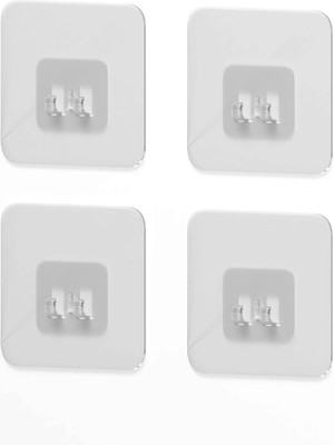 Sas Haus 7x7 cm Süper Güçlü Yapışkanlı Banyo Askısı Yedek 4 Adet Sticker Raf Tutucu Askı