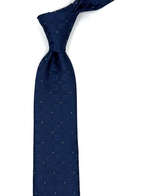 Kravatkolik Lacivert Kare Desen Slim Kravat SK7954