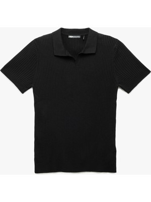 Koton Polo V Yaka Dokulu Kısa Kollu Triko Kazak