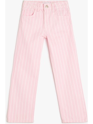 Koton Pamuklu Cepli Çizgili Denim Pantolon