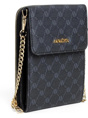 Armine Kadın Çanta, Zincir Askılı Abiye Omuz Çantası 266 Siyah Noktalı