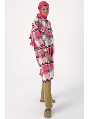 ALLDAY Pembe-Ekru-Oduncu Ekoseli Gömlek Tunik