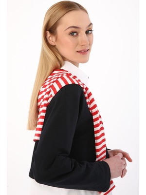 ALLDAY LACIVERT01-BISIKLET Yaka Uzun Kollu Crop