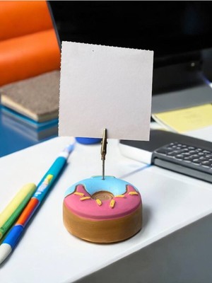 Perazayn Pembe Mavi Pasta Desenli Donut Model Temalı Fotoğraf Not Tutacak Ofis Masası Not Tutacağı Hediyelik