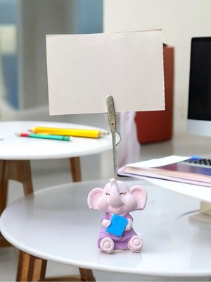 Perazayn Minik Tatlı Kawaii Kitaplı Yavru Fil Fotoğraf Not Tutacağı Ofis Masası Hediye Tutucu Tutacak