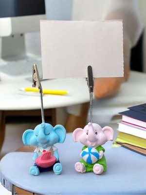 Perazayn Minik Tatlı Kawaii Yavru Tatilci Filler Fotoğraf Not Tutacağı Ofis Masası Hediye Tutucu Tutacakti