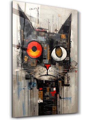 Supracolors Abstract Cat・designers Collection Dekorasyon Cam Duvar Tablosu