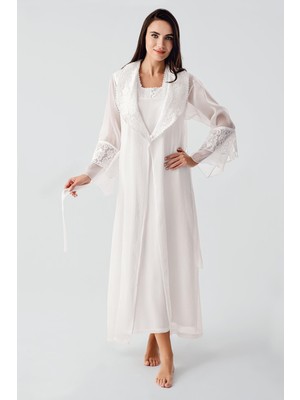 Artış Collection Elegant Dokuma Dantelli Viskoz Sabahlık Gecelik Takım