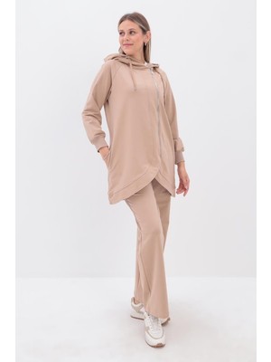 ALLDAY Bej-Yandan Fermuarlı Cepli Eşofman Takımı