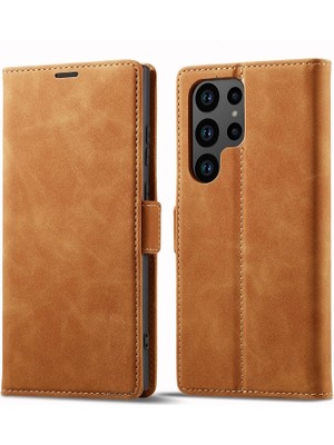 M.TK Moveteck Samsung Galaxy S25 Ultra Kılıf 360 Tam Kaplar Deri Dokulu Kapaklı Cüzdan Standlı Kartvizitli Kopçalı Kapak Kartlıklı