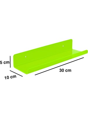 Trend Pleksi Transparan Neon Yeşil Duvar Raf (30 cm  x 10 cm )
