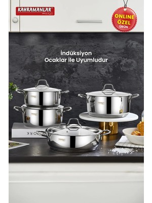 Kahramanlar Yağmur 10 Parça Gold Çelik Tencere Seti