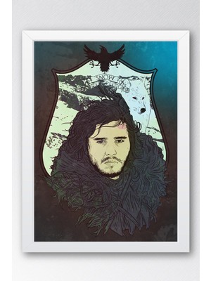 Satürn Design Game Of Thrones Jon Snow Çerçeveli Tablo - Taht Oyunları Dizi Posteri Tablo