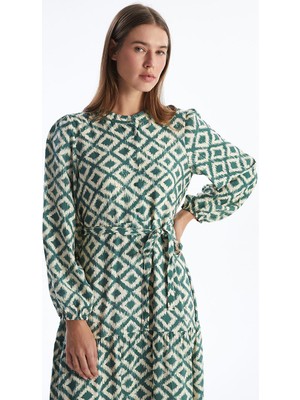 Lcw Modest Hakim Yaka Desenli Kadın Elbise