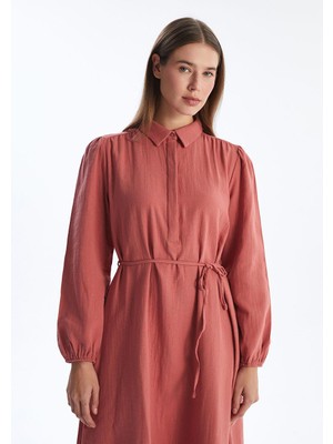 Lcw Modest Gömlek Yaka Müslin Kadın Elbise