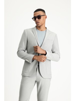 Super Slim Fit Ekstra Dar Kesim Gofre Ceket