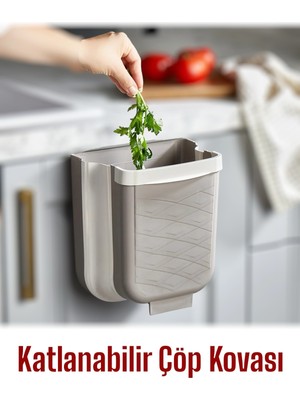 Nesto Home Askılı Katlanabilir Banyo Mutfak Çöp Kovası - Tezgah Üstü Akordiyon Fonksiyonel Çöp Kovası 6 lt