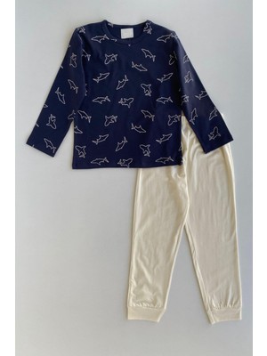Turuncu Gardrop Balık Desen Erkek Çocuk Pijama Takımı